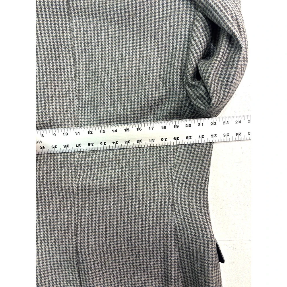 vtg NEW Haggar 42L Gray Blue‎ Houndstooth 100% Silk Blazer Jacket Sport Coat